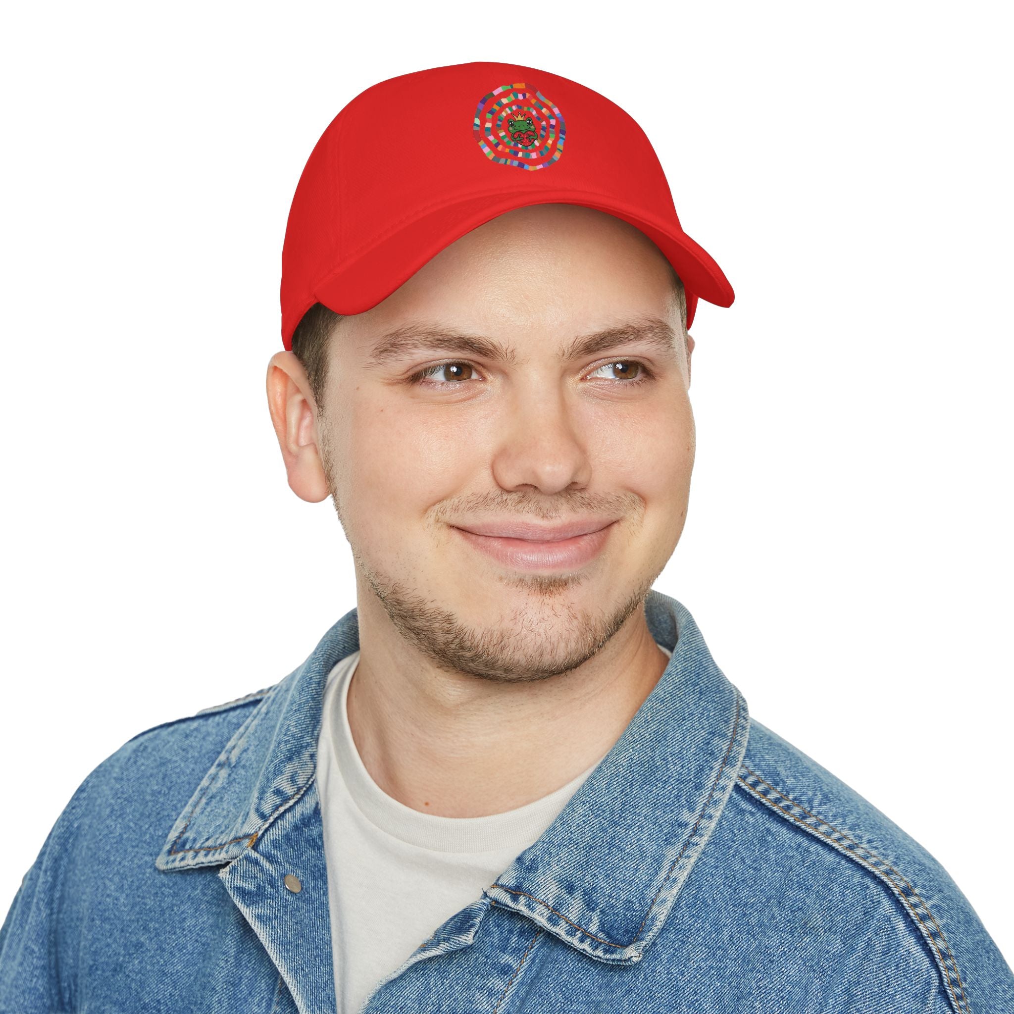 Colorful Spiral Sunflower Cap | Red Low Profile Baseball Cap