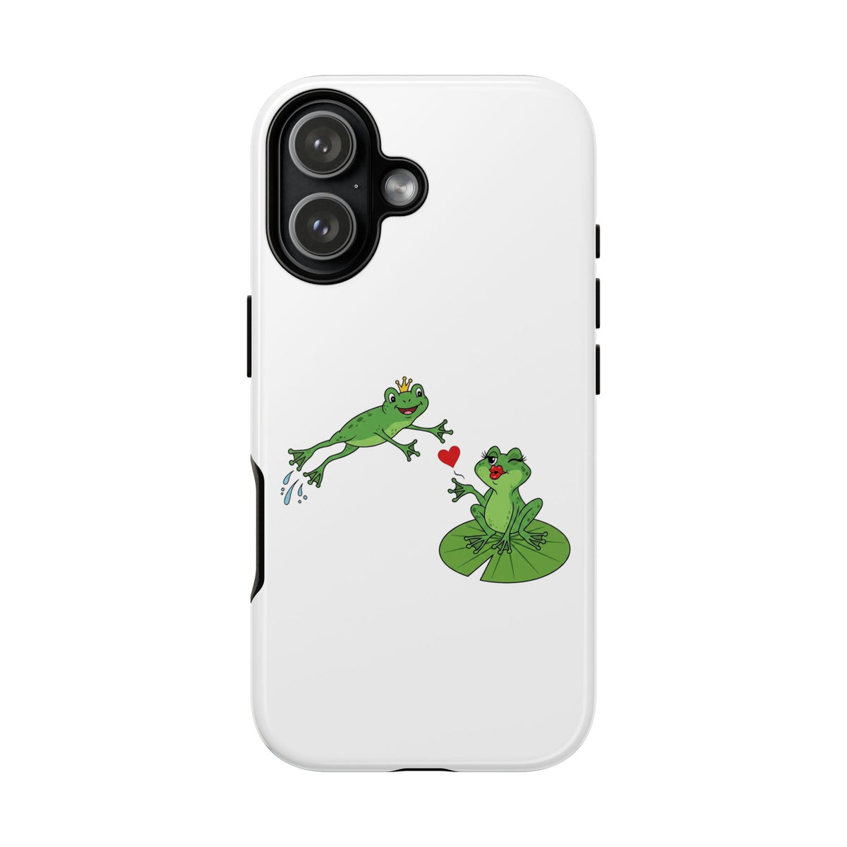 Kissing Frog Illustration Tough Phone Case | Cute Lily Pad Love Design