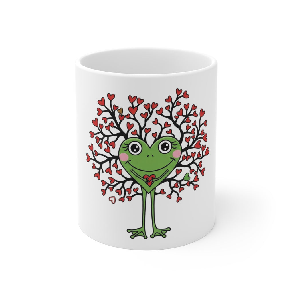 Heart Tree Frog Mug | Cute Green Frog with Heart-Shaped Branches