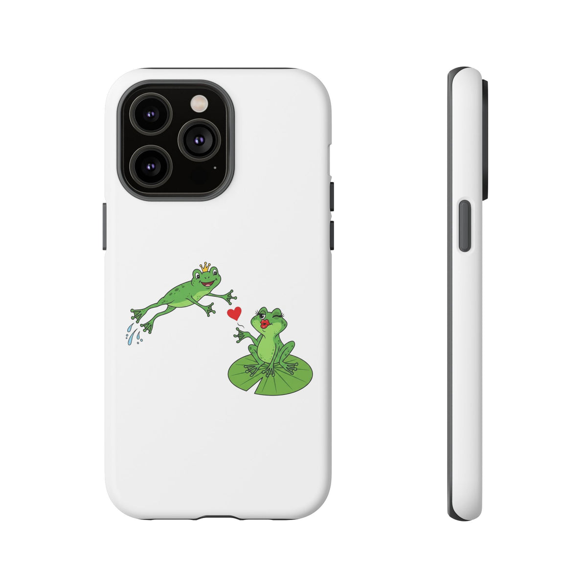 Kissing Frog Illustration Tough Phone Case | Cute Lily Pad Love Design