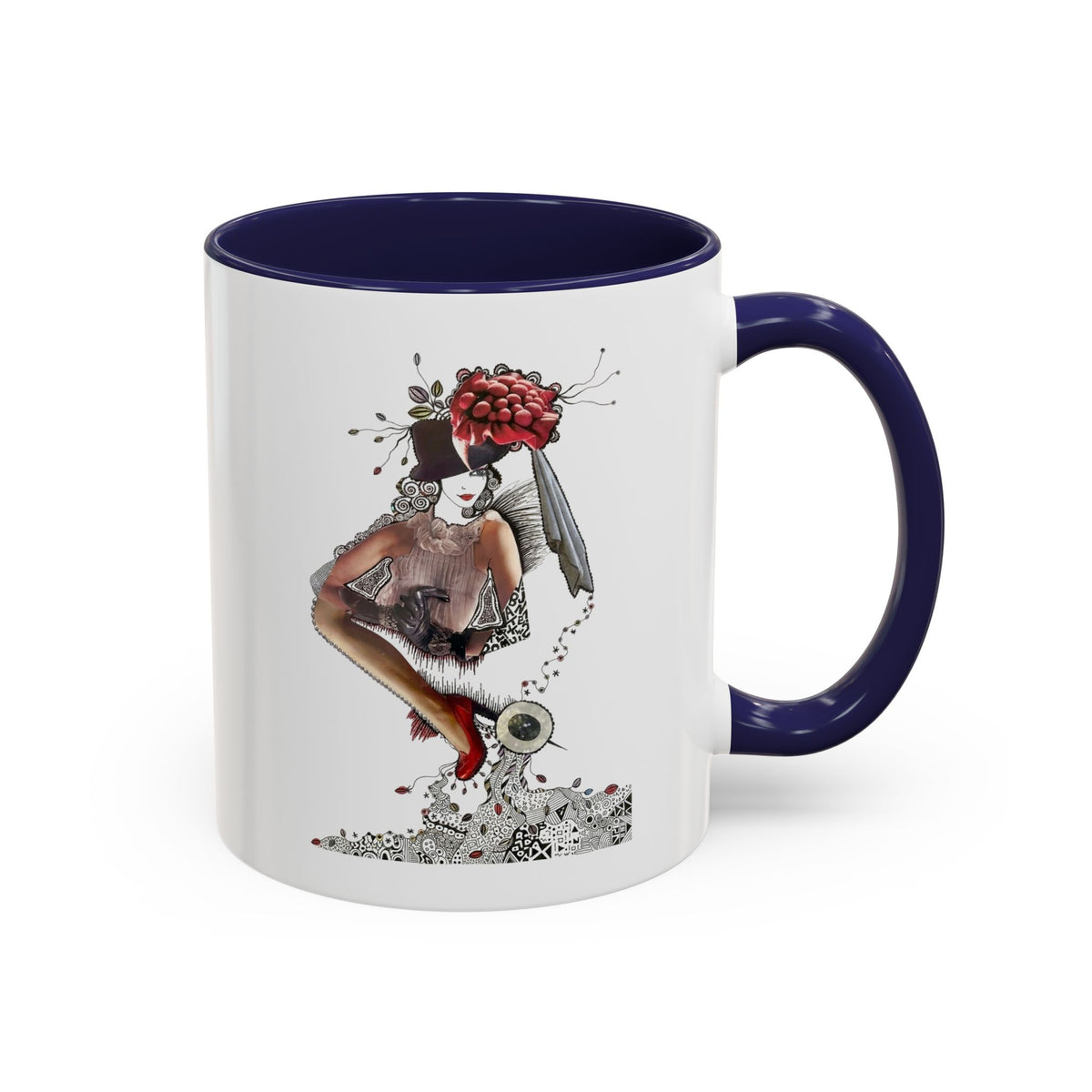 Floral Skull Pinup Mug | Accent Coffee Mug