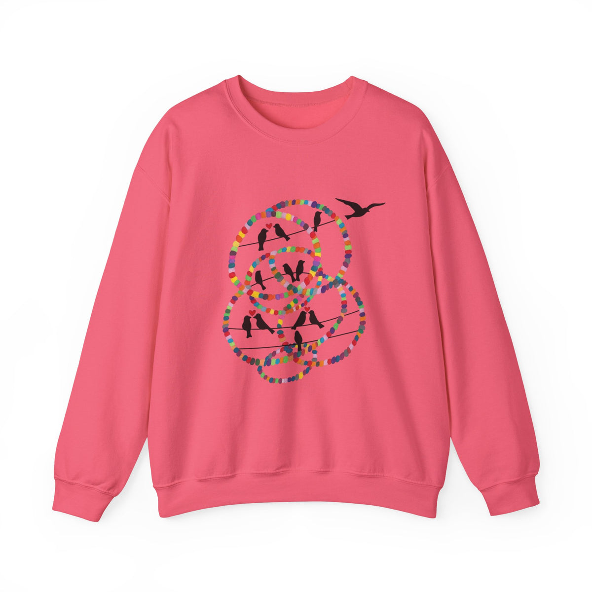Colorful Hoop Birds sweatshirt | Minimal Circles Bird Silhouette Crewneck