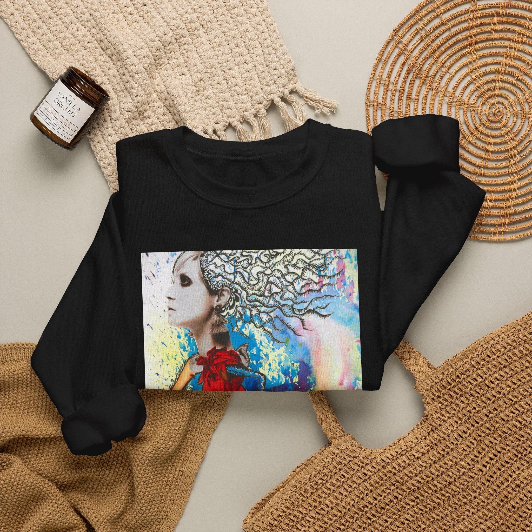 Colorful Abstract Woman Portrait Sweatshirt | Psychedelic Paint Art