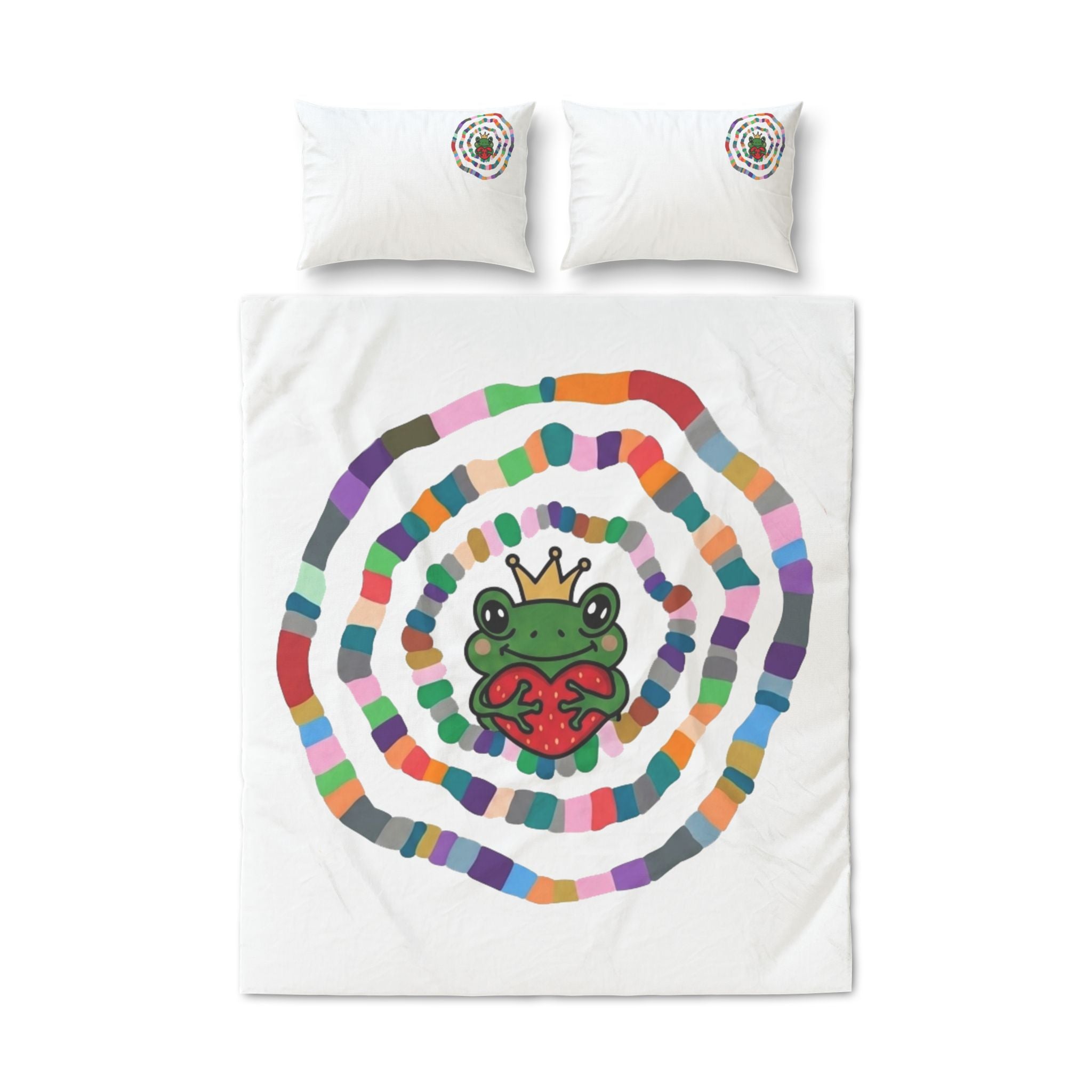 Crowned Frog Heart Duvet Cover