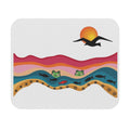 Sunset Waves with Frogs Mouse Pad | Colorful Coastal Illustration