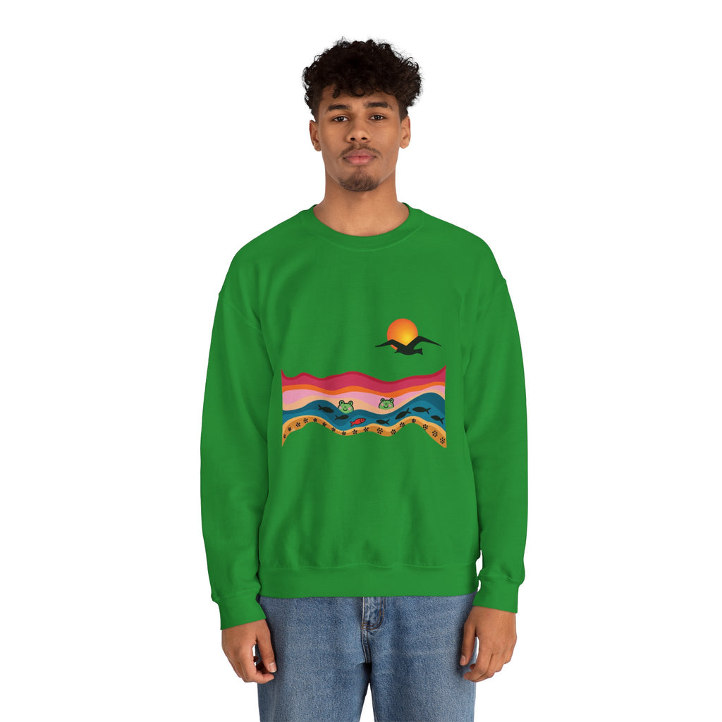 Desert Sunset Landscape Sweatshirt | Sunset Dunes with Road and Bird