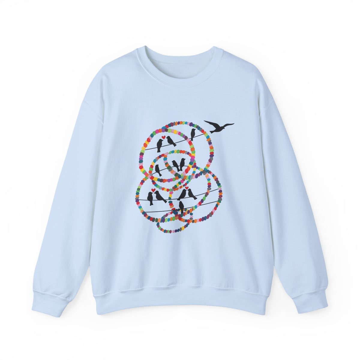 Colorful Hoop Birds sweatshirt | Minimal Circles Bird Silhouette Crewneck