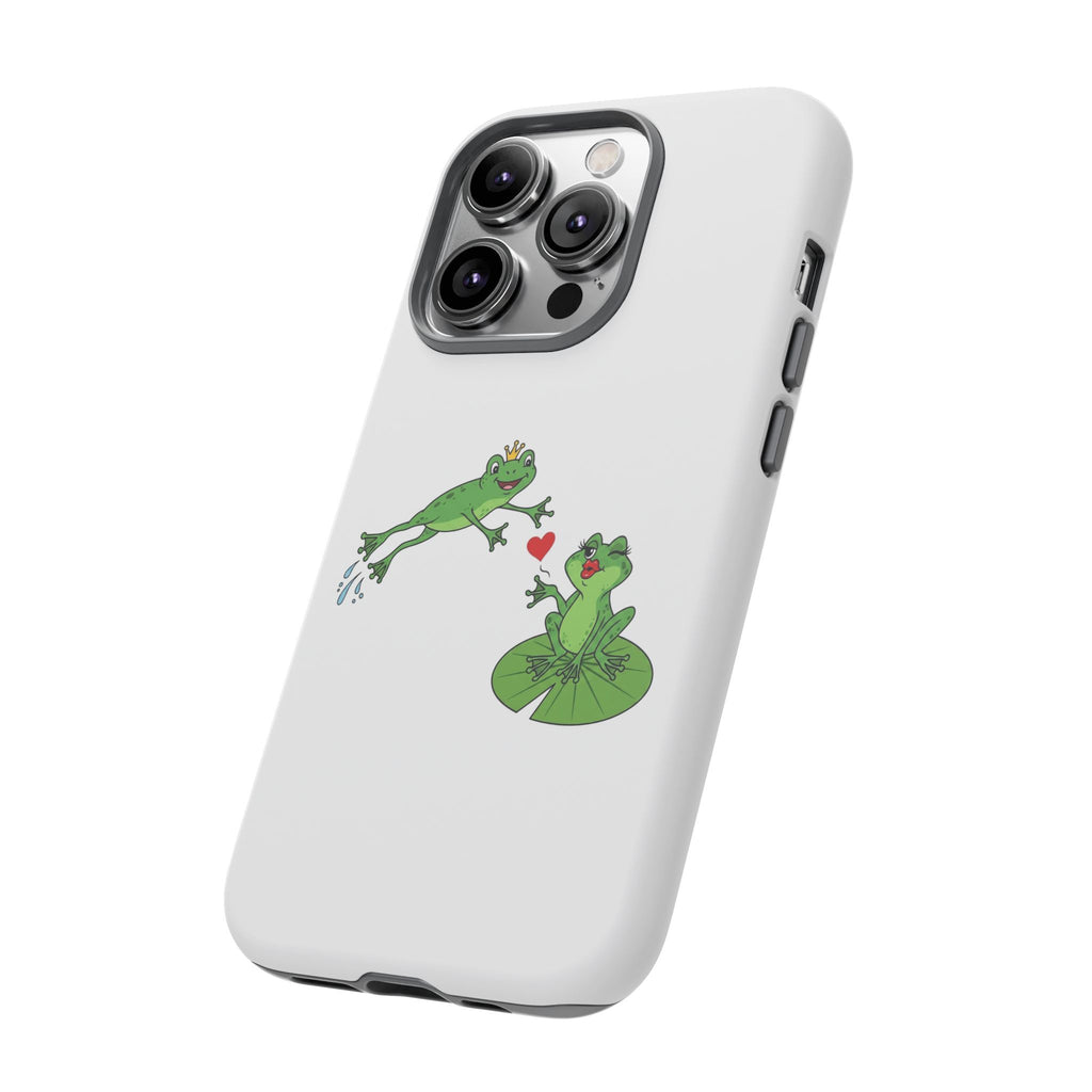 Kissing Frog Illustration Tough Phone Case | Cute Lily Pad Love Design