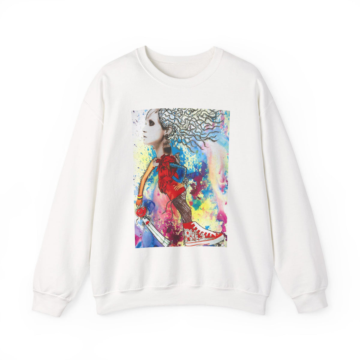 Colorful Abstract Woman Portrait Sweatshirt | Psychedelic Paint Art
