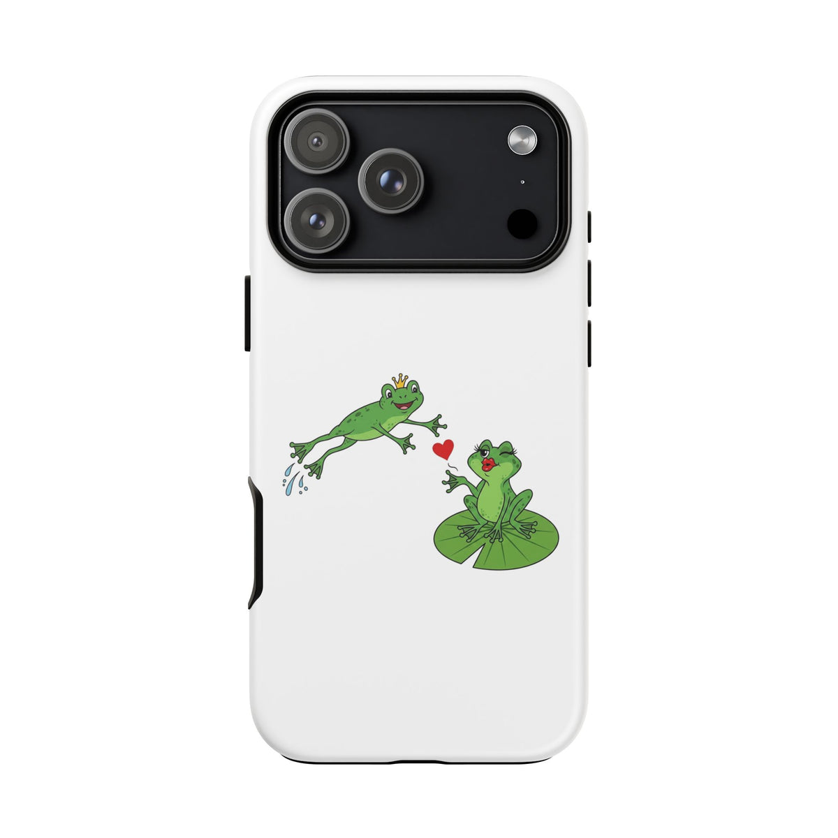 Kissing Frog Illustration Tough Phone Case | Cute Lily Pad Love Design