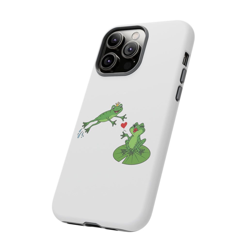 Kissing Frog Illustration Tough Phone Case | Cute Lily Pad Love Design