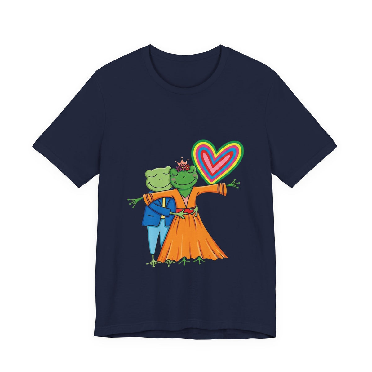Frog Prince & Princess Couple Tee — Rainbow Heart Love T-Shirt