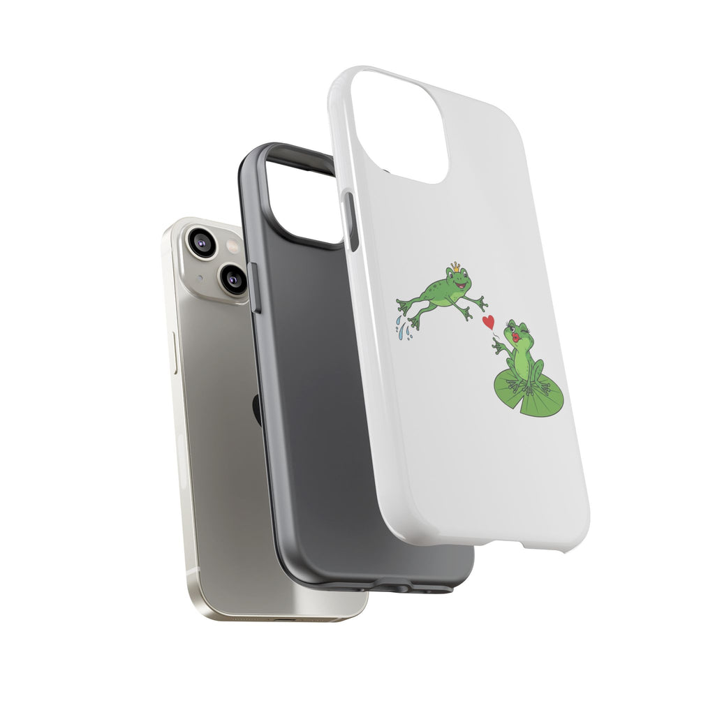 Kissing Frog Illustration Tough Phone Case | Cute Lily Pad Love Design