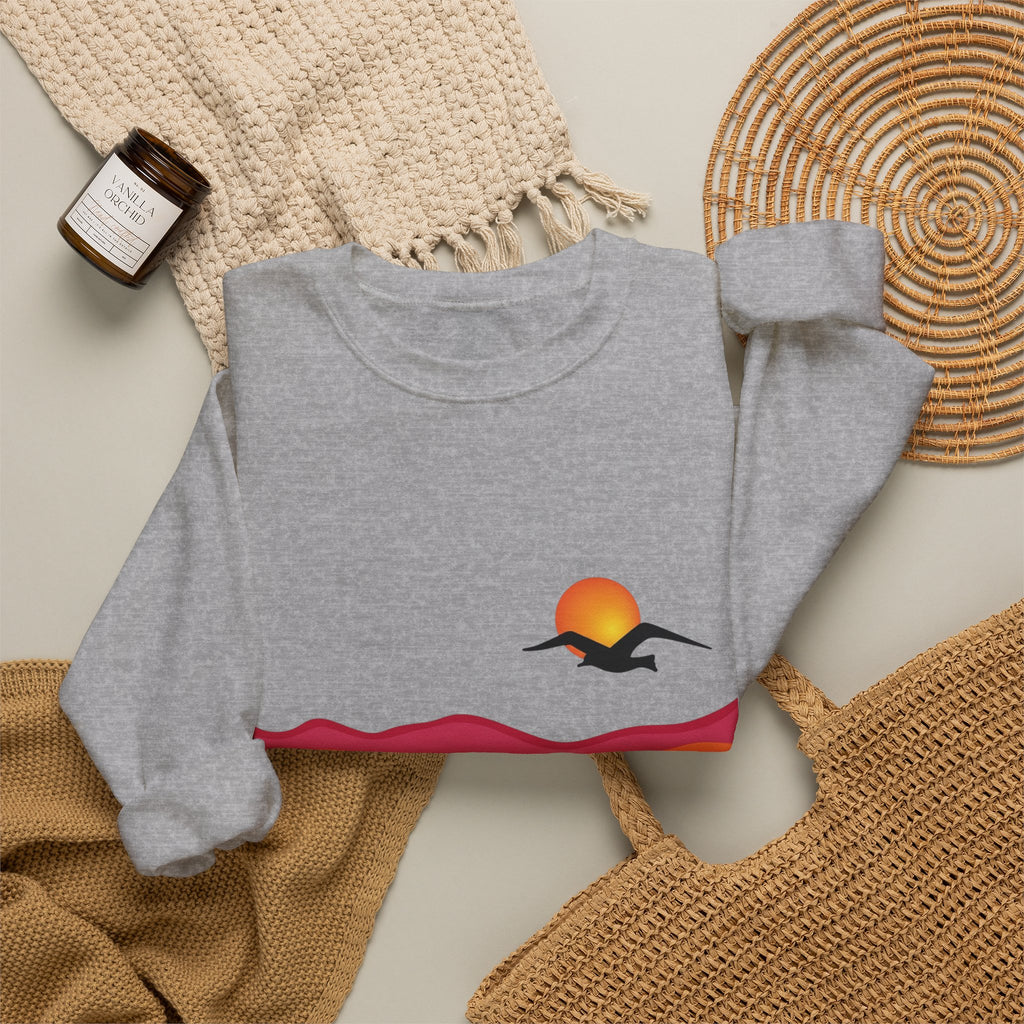 Desert Sunset Landscape Sweatshirt | Sunset Dunes with Road and Bird
