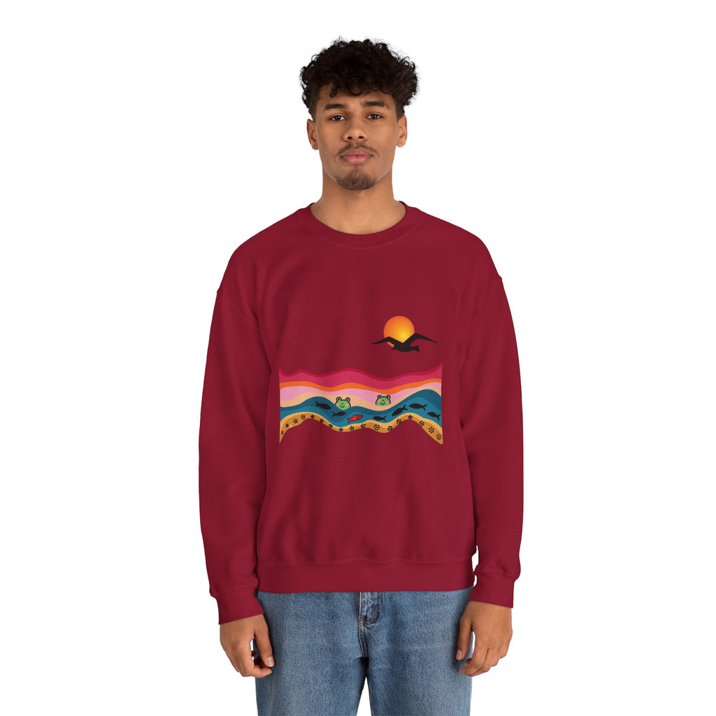 Desert Sunset Landscape Sweatshirt | Sunset Dunes with Road and Bird