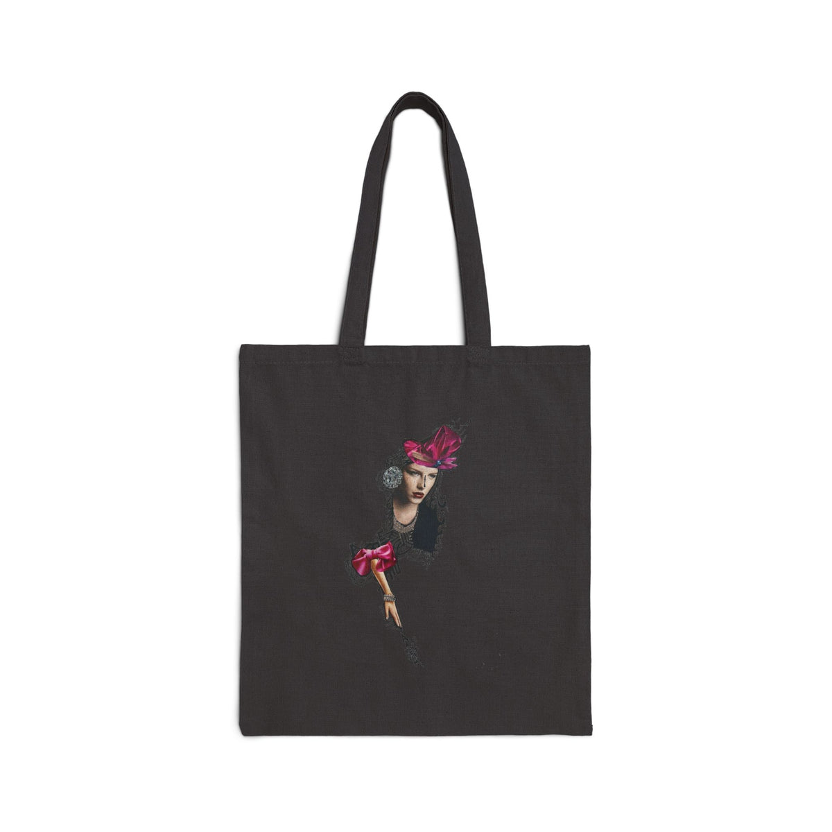 Vintage Floral Portrait Canvas Tote Bag
