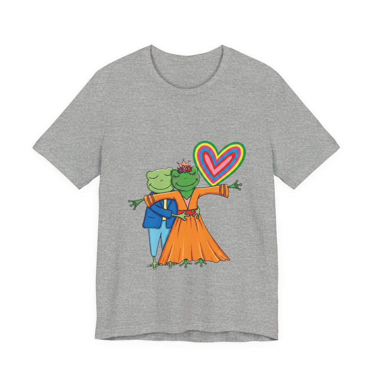 Frog Prince & Princess Couple Tee — Rainbow Heart Love T-Shirt