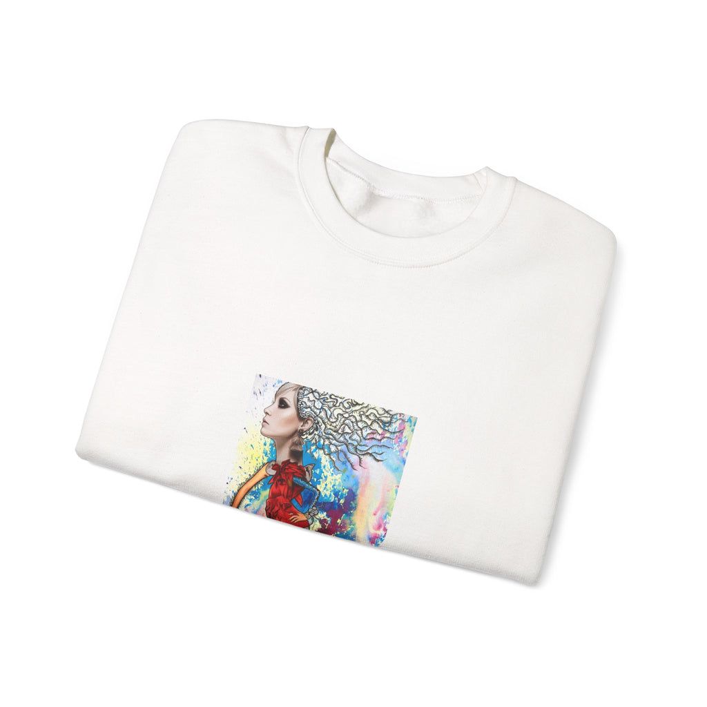 Crewneck Sweatshirt — Colorful Watercolor Portrait Art Print