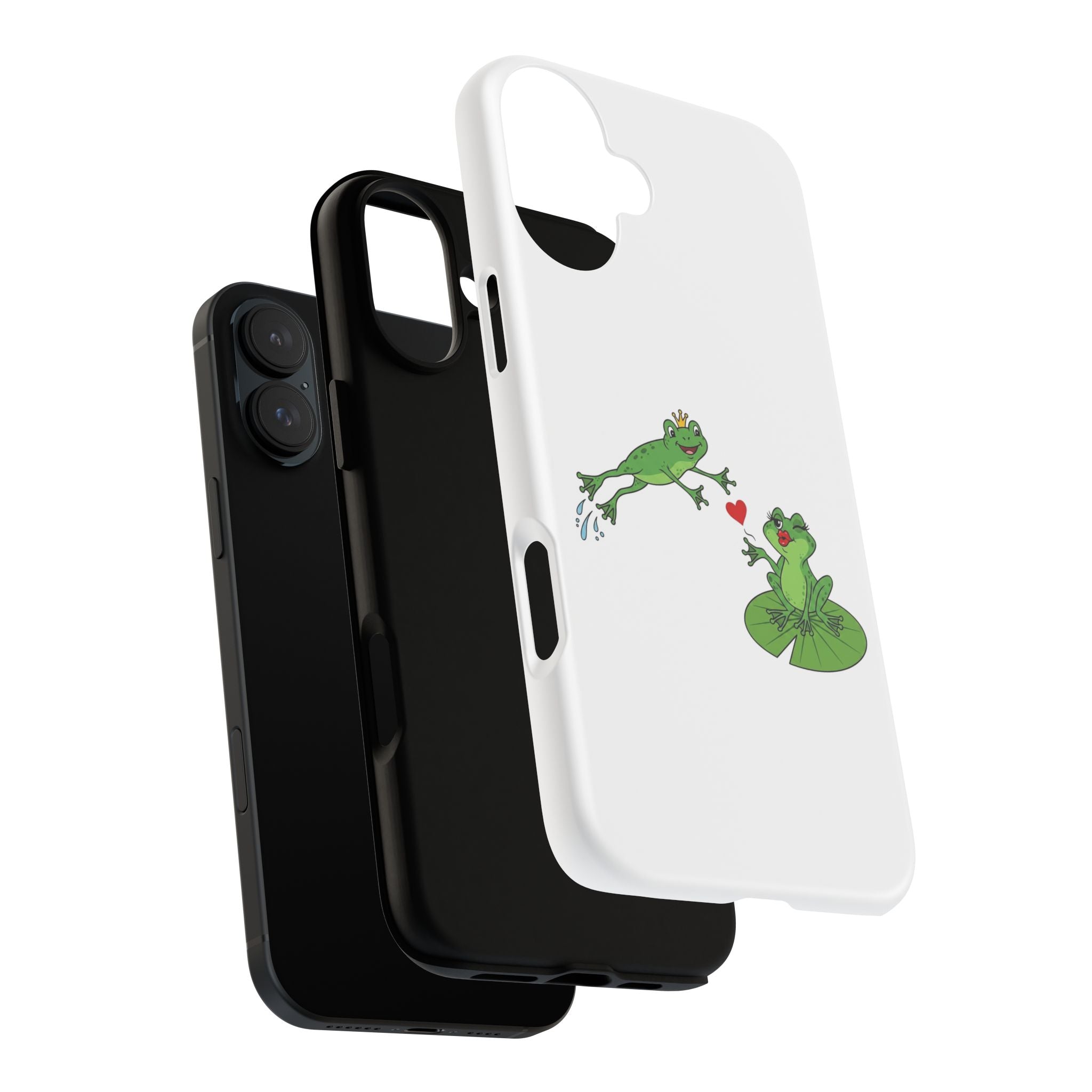 Kissing Frog Illustration Tough Phone Case | Cute Lily Pad Love Design