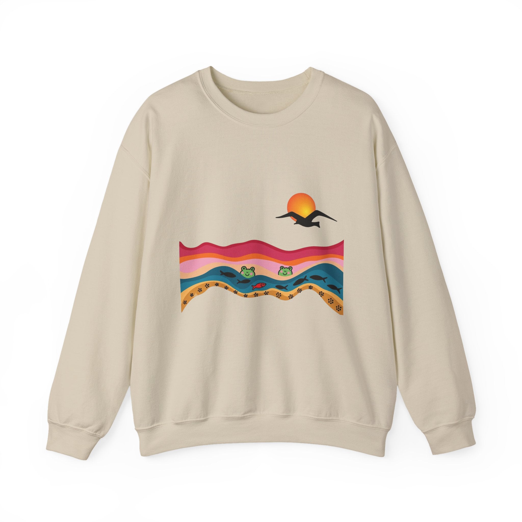 Desert Sunset Landscape Sweatshirt | Sunset Dunes with Road and Bird