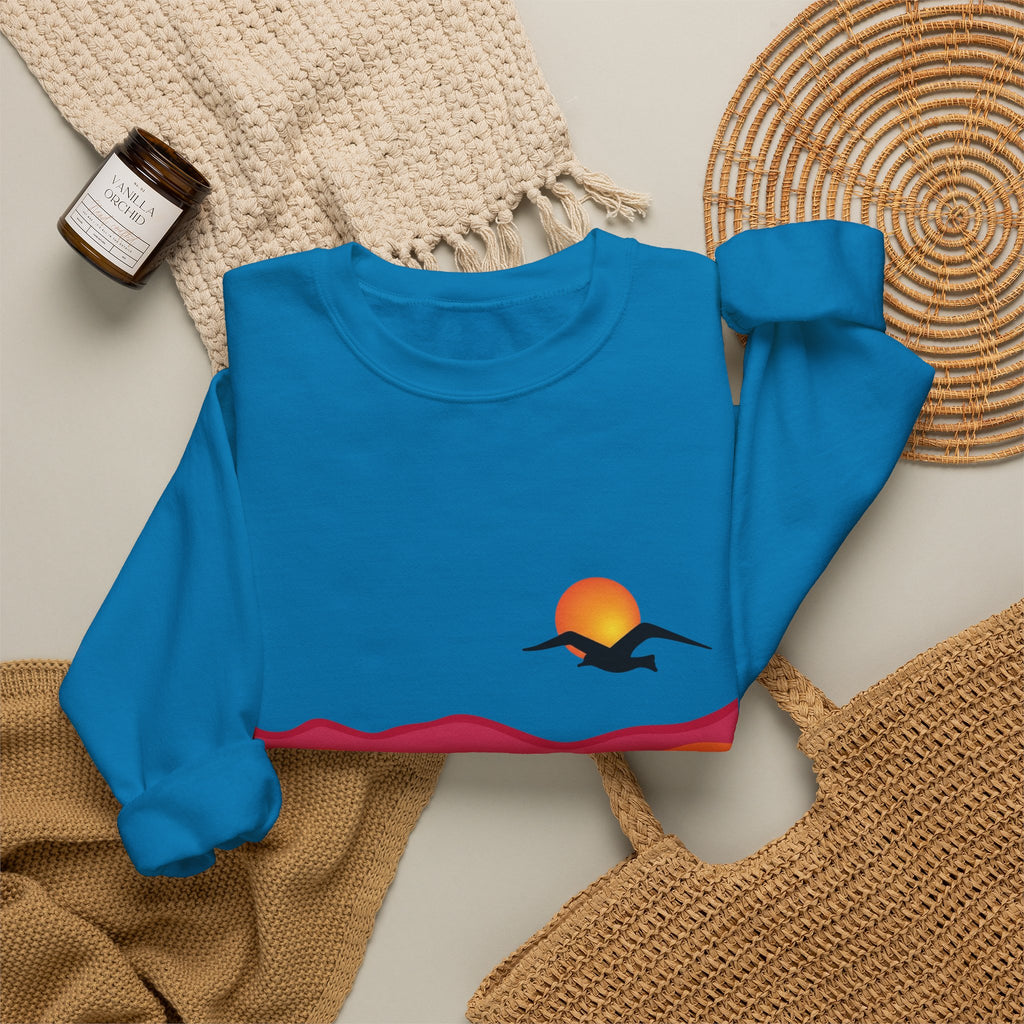 Desert Sunset Landscape Sweatshirt | Sunset Dunes with Road and Bird