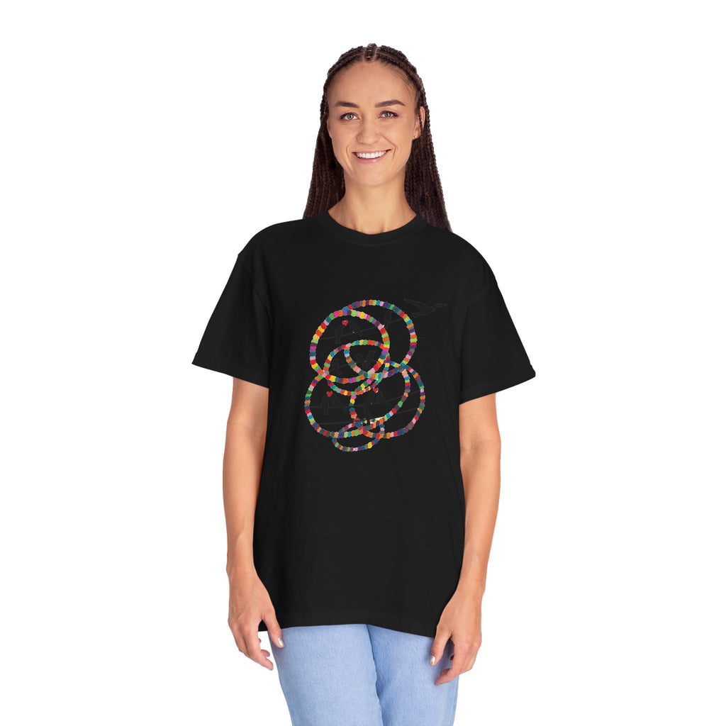 Bird Flight Graphic T-Shirt — Colorful Ring Silhouette Tee
