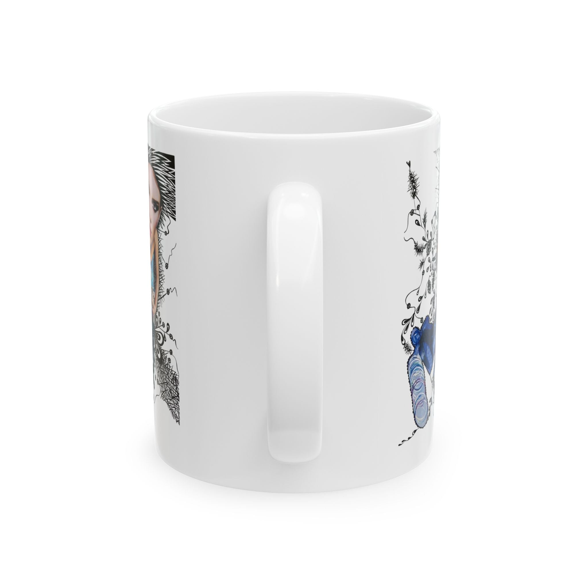 Anatomical Heart Illustration Mug | Watercolor Blue Heart Ceramic Mug