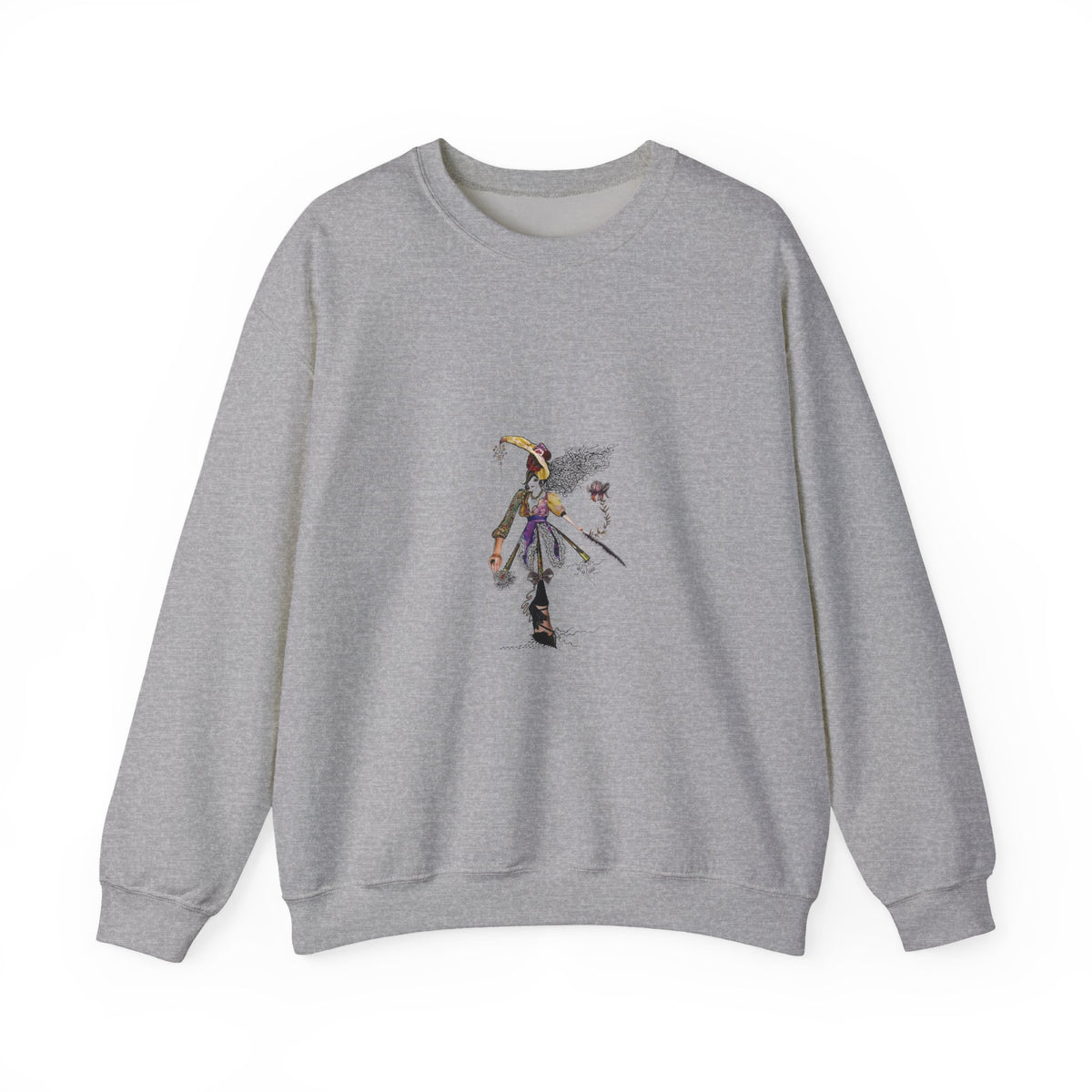 Crewneck Sweatshirt - Gothic Jester Skeleton Illustration