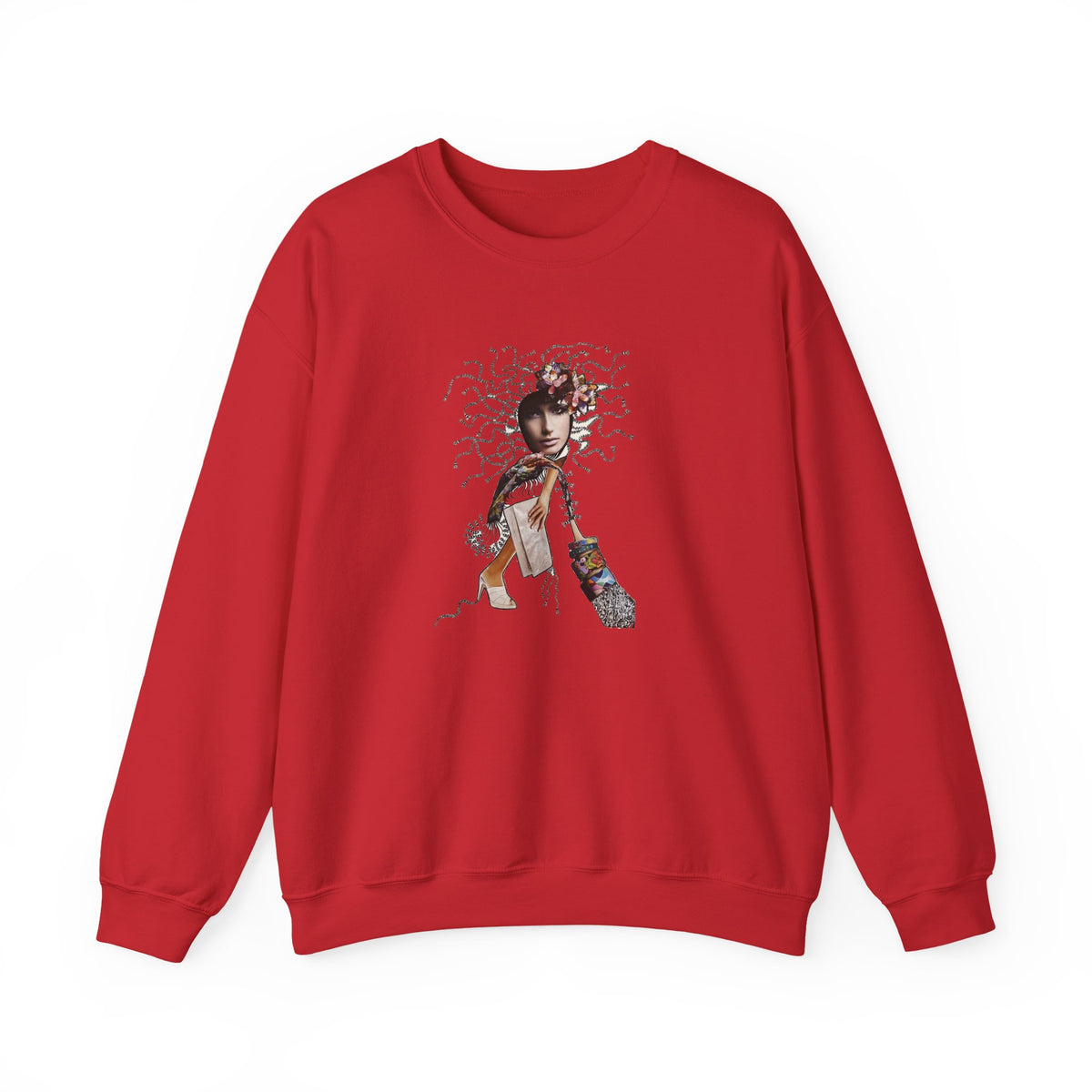 Medusa Goddess Crewneck Sweatshirt — Mythic Floral Medusa Design