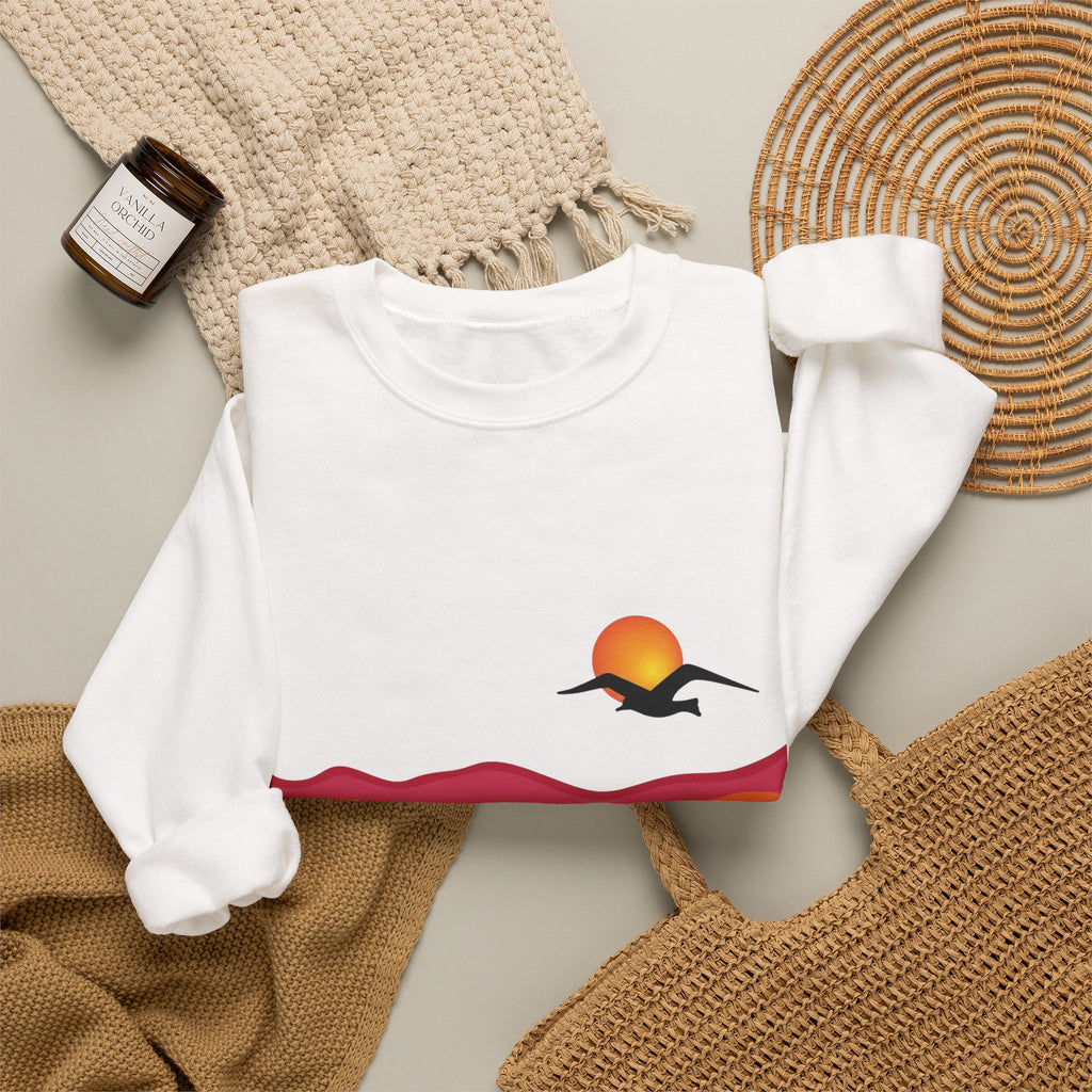 Desert Sunset Landscape Sweatshirt | Sunset Dunes with Road and Bird