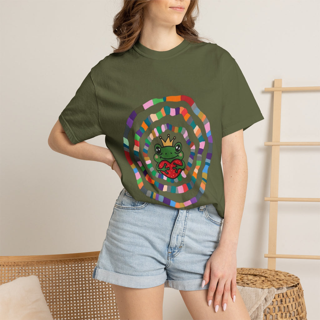 Crowned Frog Heart T-Shirt | Colorful Spiral Doodle