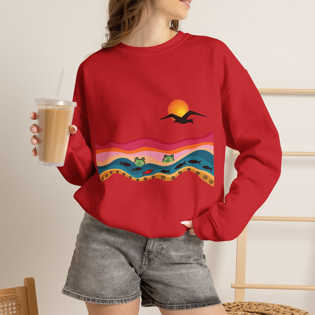 Desert Sunset Landscape Sweatshirt | Sunset Dunes with Road and Bird