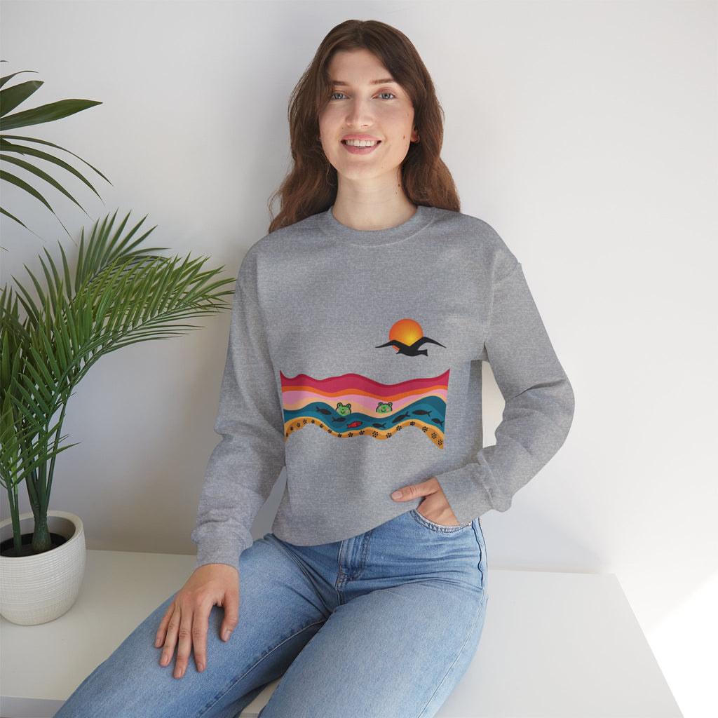 Desert Sunset Landscape Sweatshirt | Sunset Dunes with Road and Bird