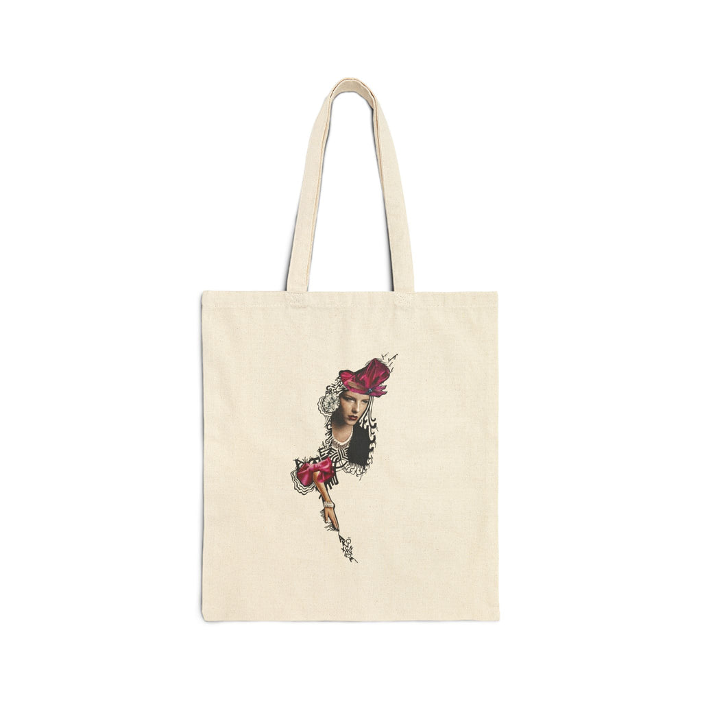 Vintage Floral Portrait Canvas Tote Bag