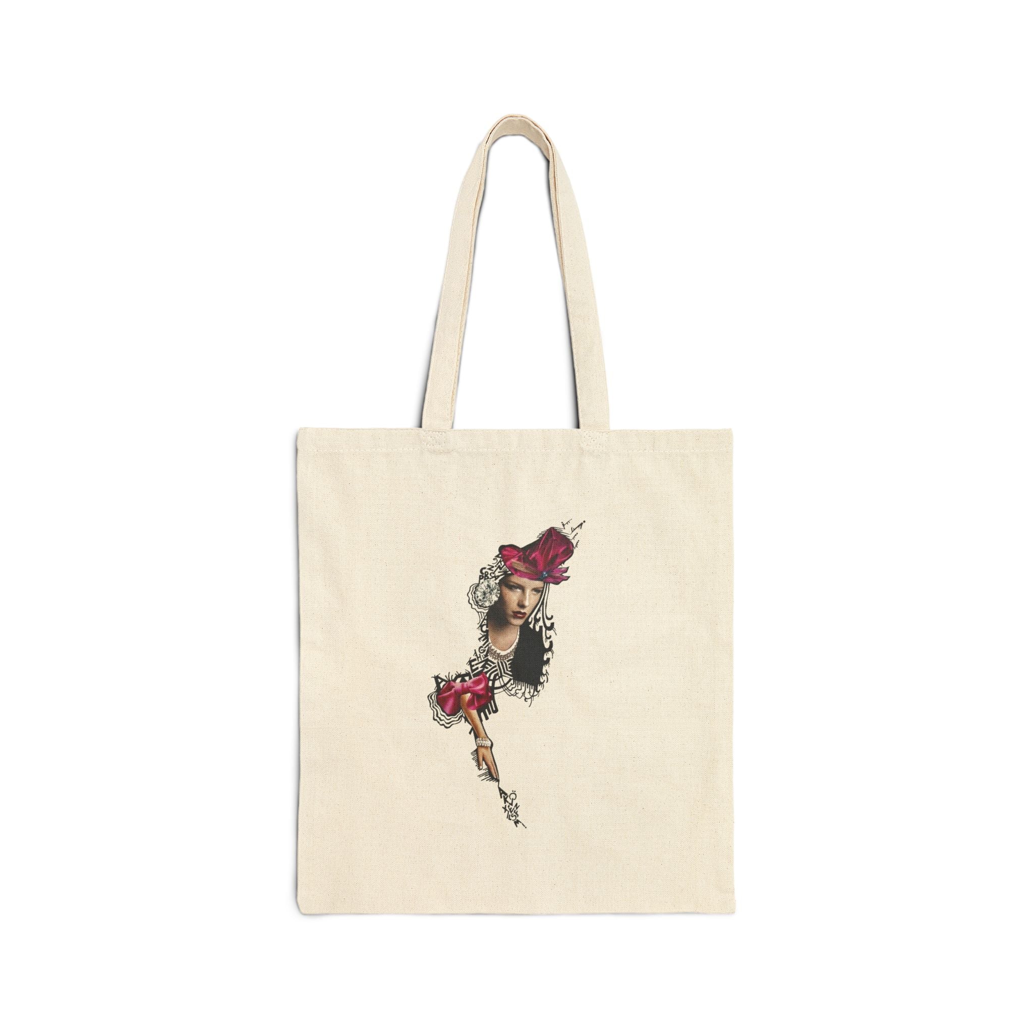 Vintage Floral Portrait Canvas Tote Bag