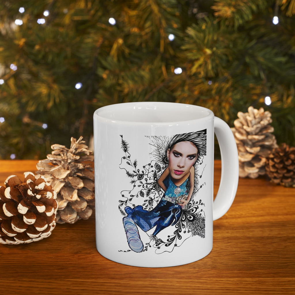 Anatomical Heart Illustration Mug | Watercolor Blue Heart Ceramic Mug