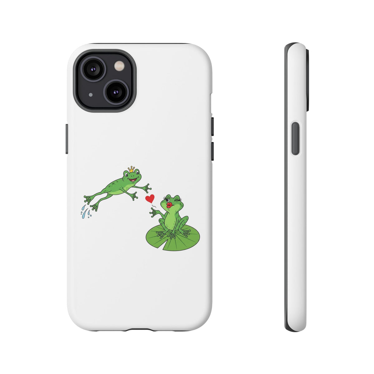 Kissing Frog Illustration Tough Phone Case | Cute Lily Pad Love Design