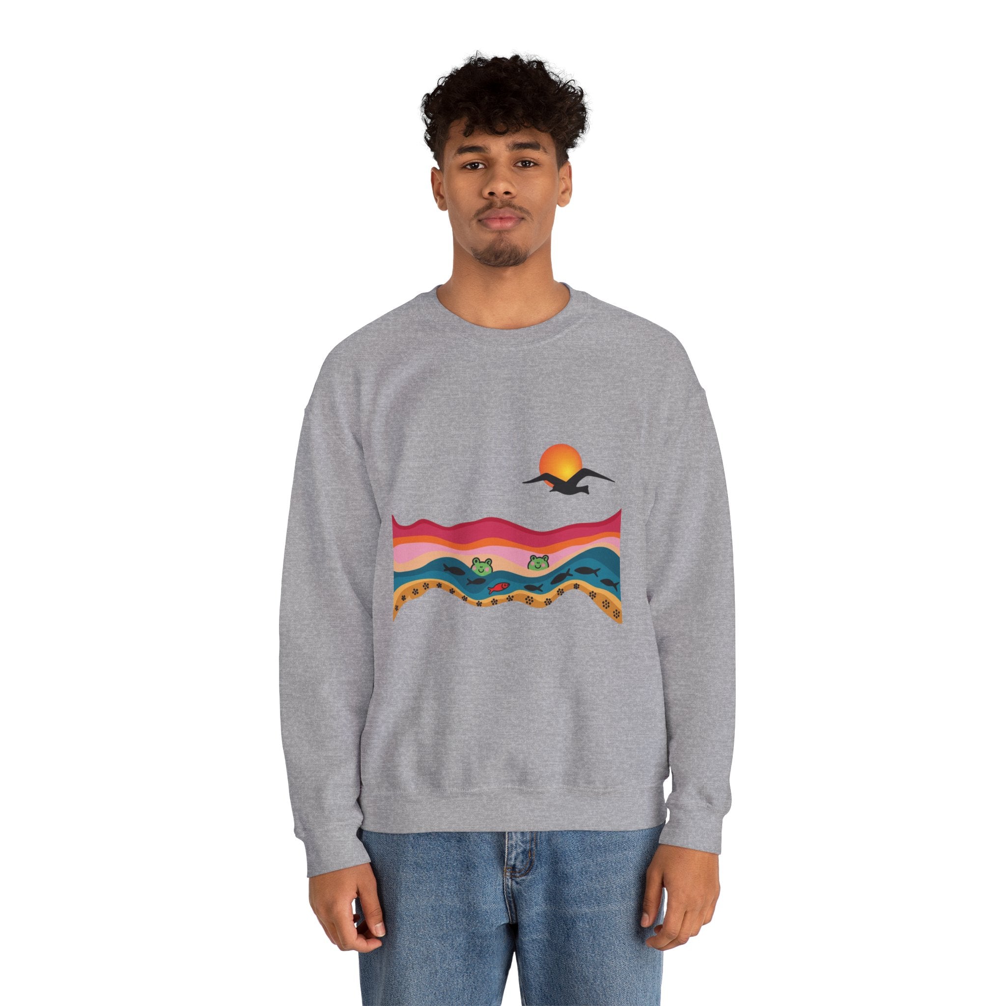Desert Sunset Landscape Sweatshirt | Sunset Dunes with Road and Bird