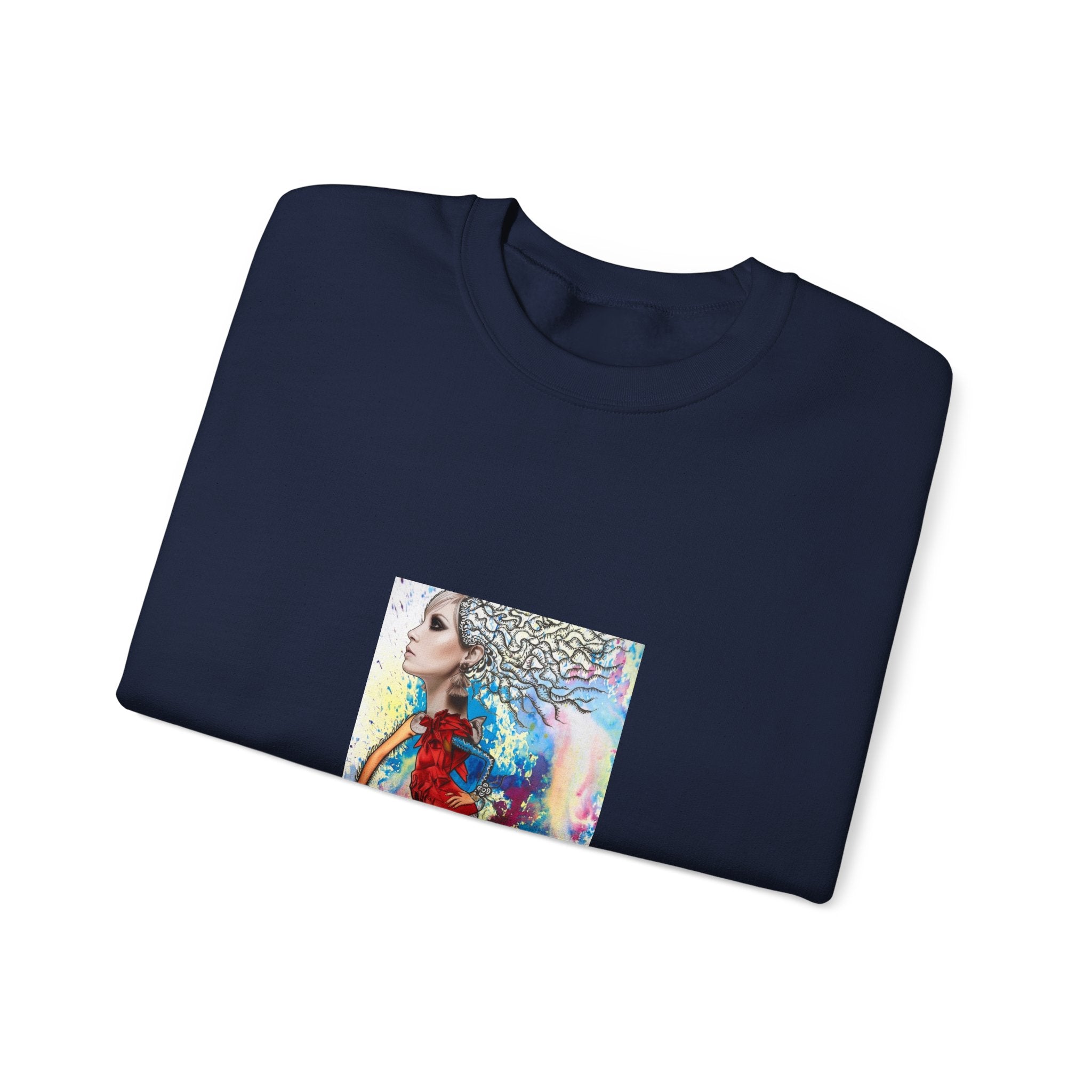 Crewneck Sweatshirt — Colorful Watercolor Portrait Art Print