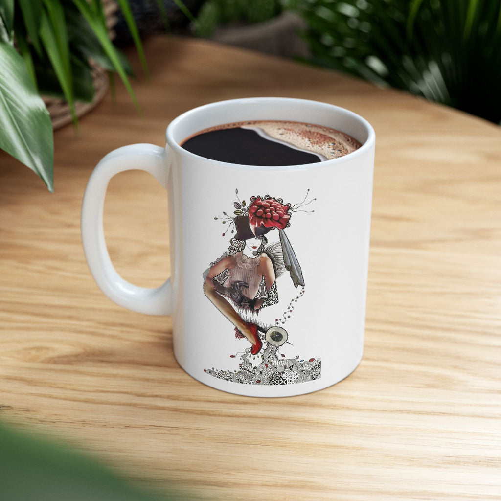 Floral Deer Illustration Mug | Ceramic Coffee Cup