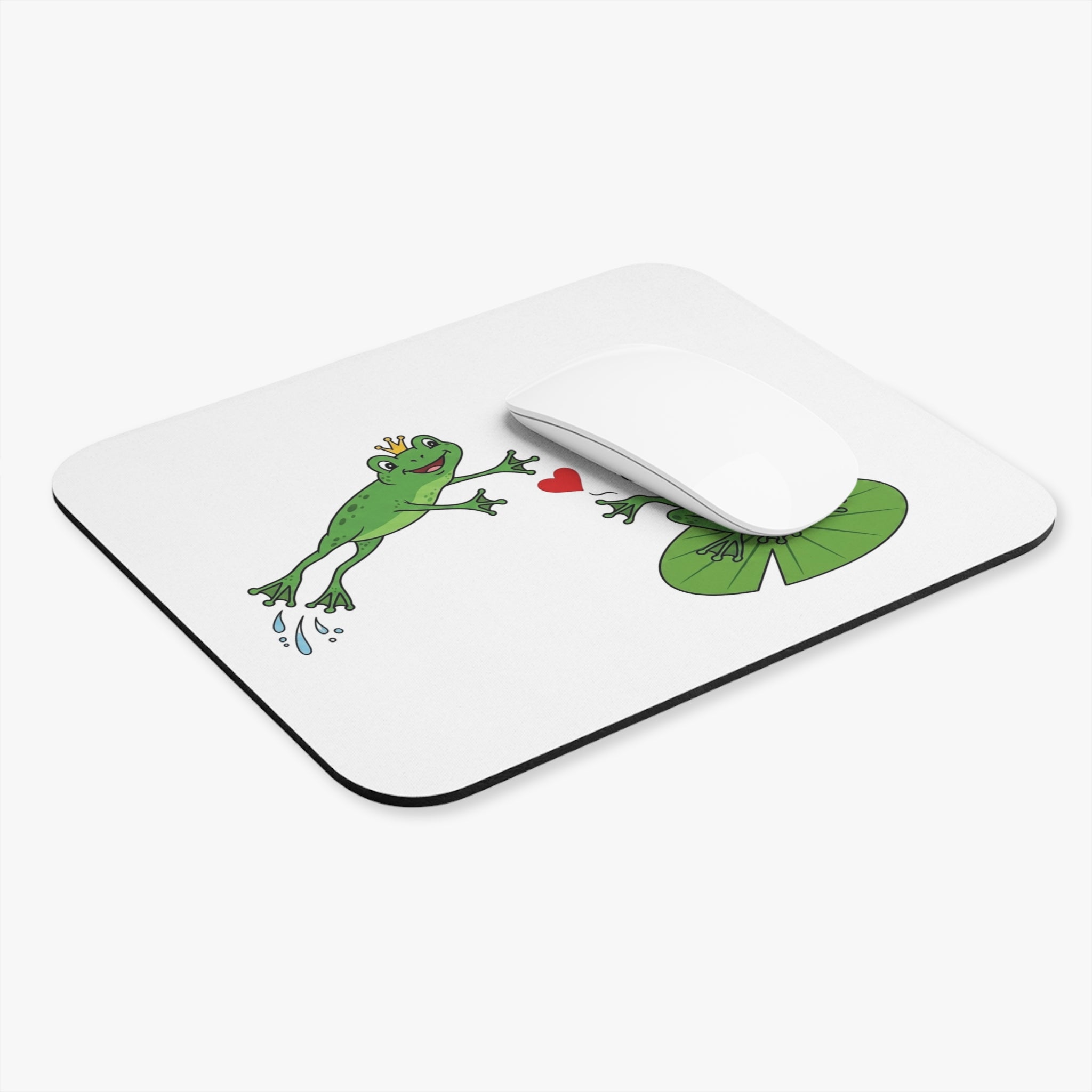 Kissing Frogs Mouse Pad | Cute Frog Prince Lily Pad Love