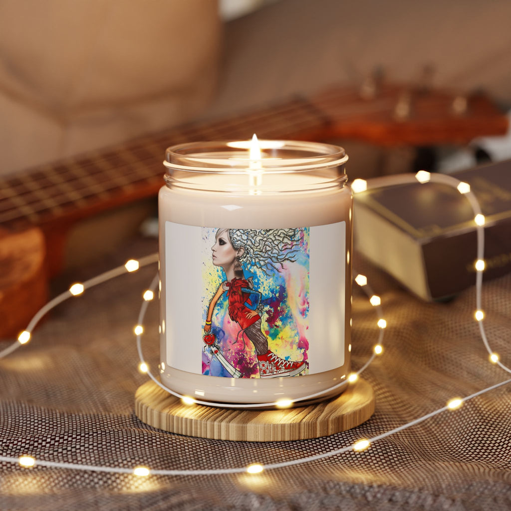 Artistic Goddess Soy Candle — 9oz Scented Jar (Colorful Watercolor Woman)