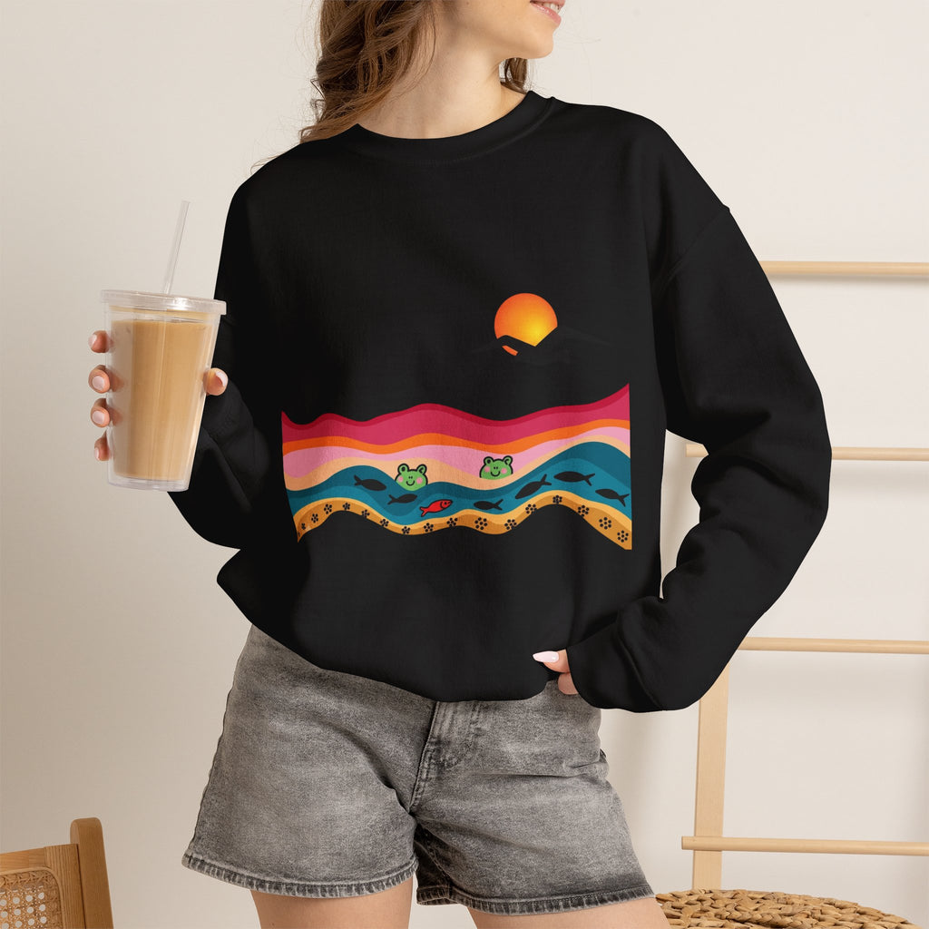 Desert Sunset Landscape Sweatshirt | Sunset Dunes with Road and Bird