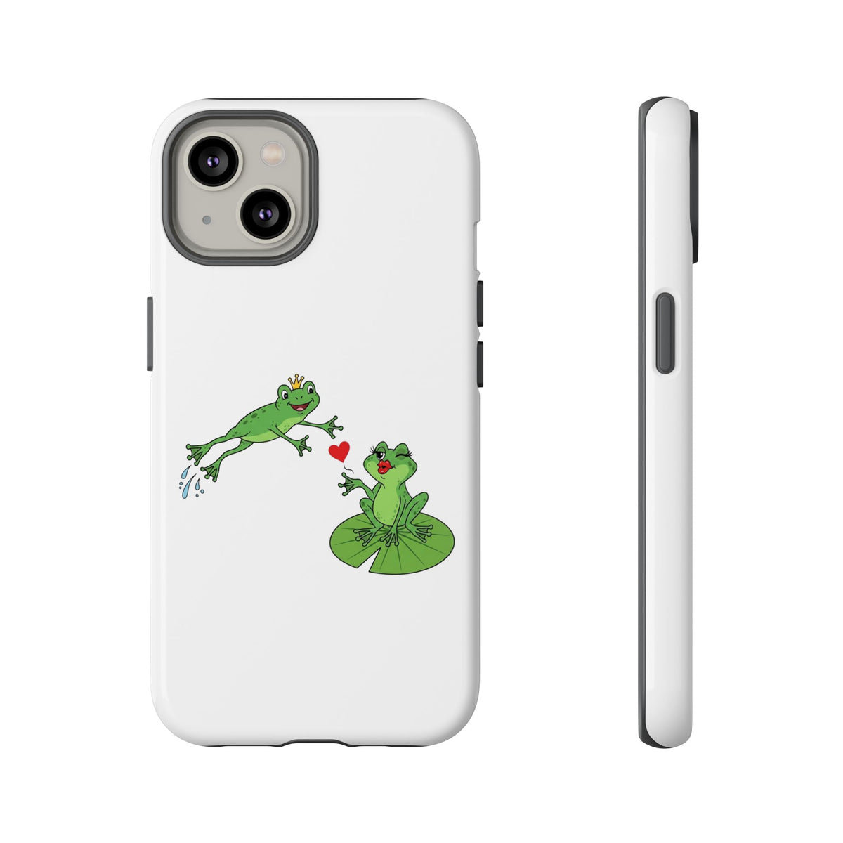 Kissing Frog Illustration Tough Phone Case | Cute Lily Pad Love Design