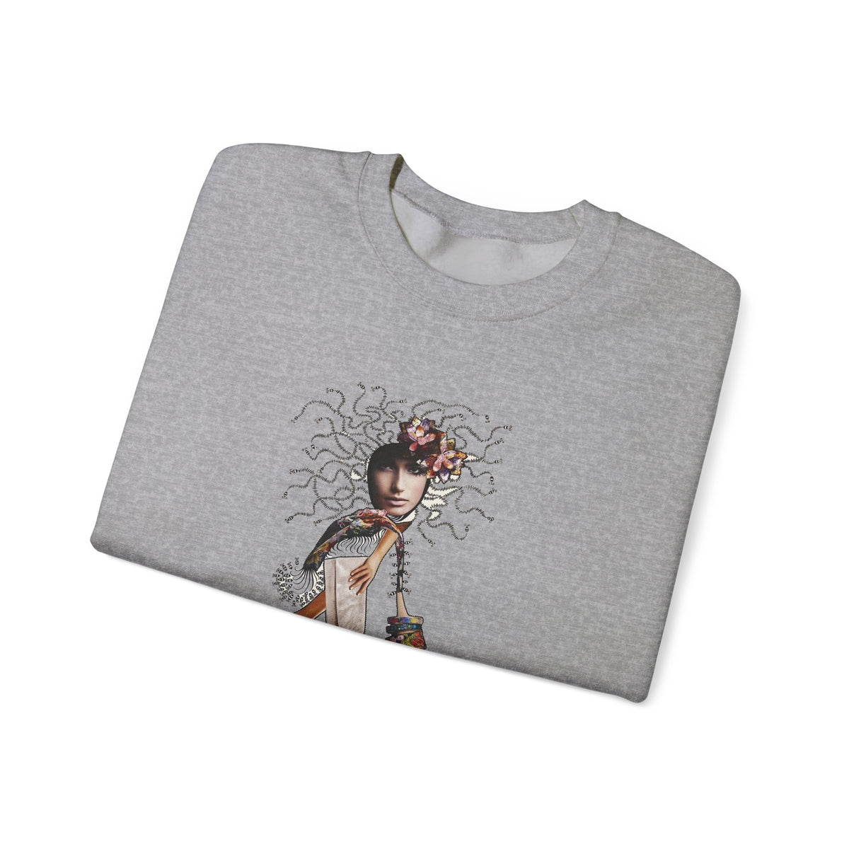 Medusa Goddess Crewneck Sweatshirt — Mythic Floral Medusa Design
