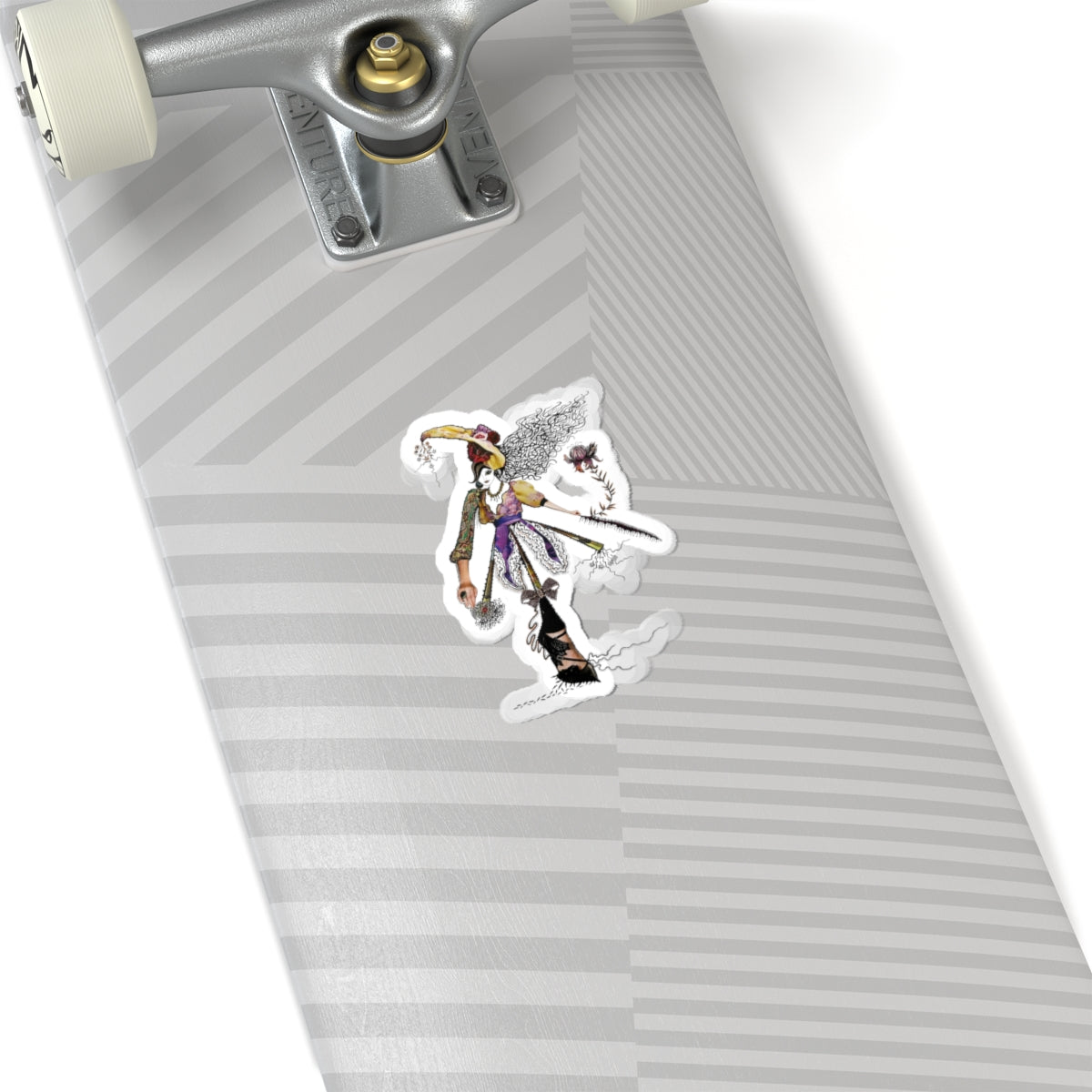 Whimsical Witch Illustration Sticker - Hand-Drawn Witch with Hat & Flower (Kiss-Cut)