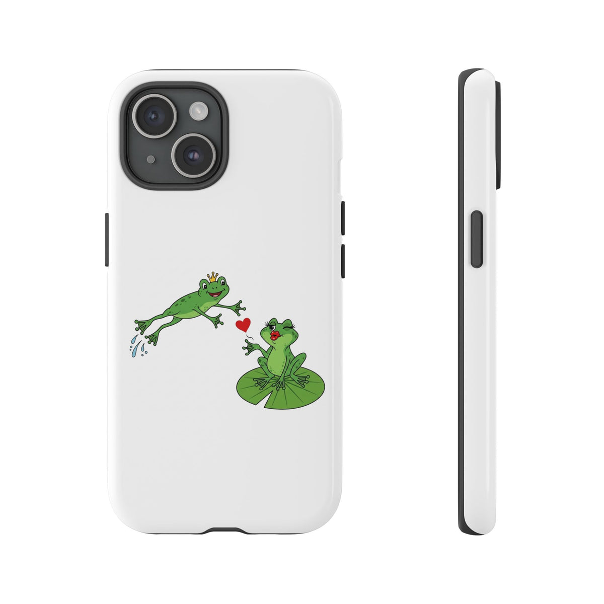 Kissing Frog Illustration Tough Phone Case | Cute Lily Pad Love Design
