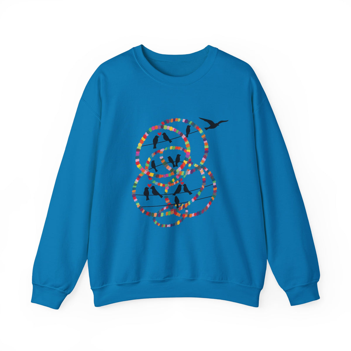 Colorful Hoop Birds sweatshirt | Minimal Circles Bird Silhouette Crewneck