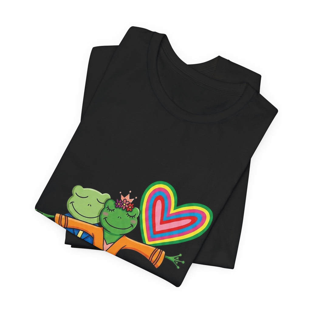 Frog Prince & Princess Couple Tee — Rainbow Heart Love T-Shirt