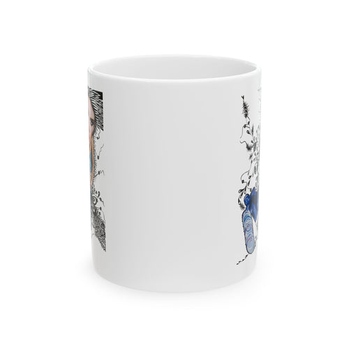 Anatomical Heart Illustration Mug | Watercolor Blue Heart Ceramic Mug